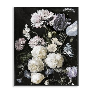 Stupell Industries Classical Flower Arrangement Vintage Faded Tones Busy Florals Framed Giclee Art, Black, 16" x 20" - 1 of 4