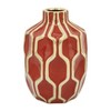 Sculptural Ceramic Vase with Geometric Raised Detailing and Modern Decorative Design for Contemporary Accent Display Table Decor Shelf Styling - 2 of 4