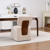 Linen Upholstered Dining Chair with Casters, Foam Filling Armless Accent Chairs for Various Rooms-Baofuwish - 3 of 4