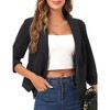 Women's 3/4 Ruched Sleeve Cropped Blazer Shawl Lapel Stylish Open Front Cardigan - 4 of 4