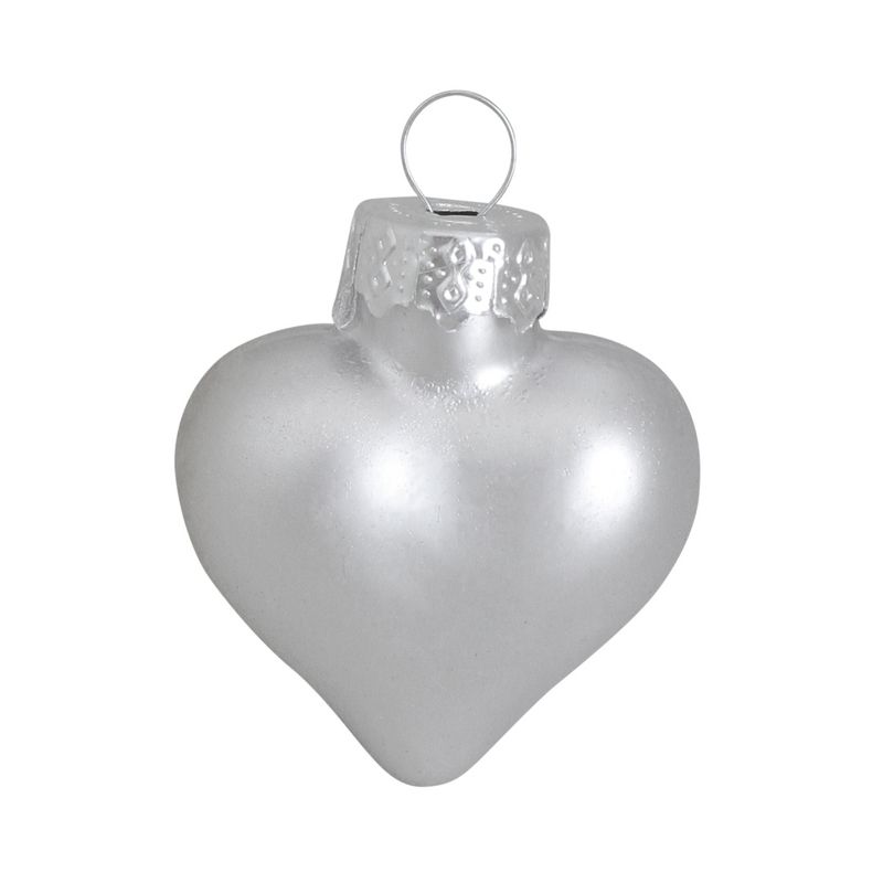 Northlight 56ct Matte Silver Glass Heart Christmas Ornaments 1.75" (45mm), 1 of 3