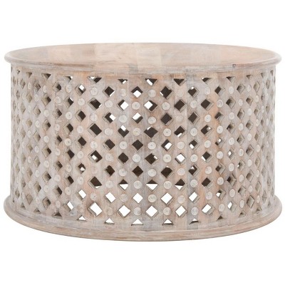 Kyrith Round Coffee Table - Burnt White - Safavieh