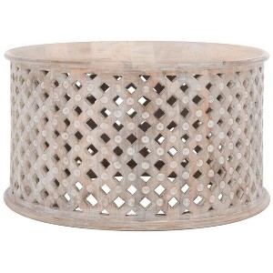 Kyrith Round Coffee Table - Burnt White - Safavieh - 1 of 4
