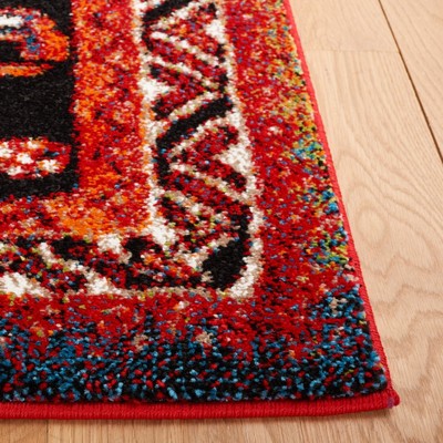 Vintage Orange and Red Synthetic 4' x 6' Non-slip Area Rug