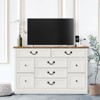 Farmhouse 9-Drawer Dresser with Charging Station, 54" Wide Wood Chest of Drawers with Metal Handles, Vintage TV Stand for Bedroom & Living Room - 2 of 4