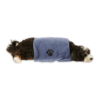 Bone Dry Embroidered Microfiber Pet Towel, Set 3 Piece, Stonewash Blue, Small