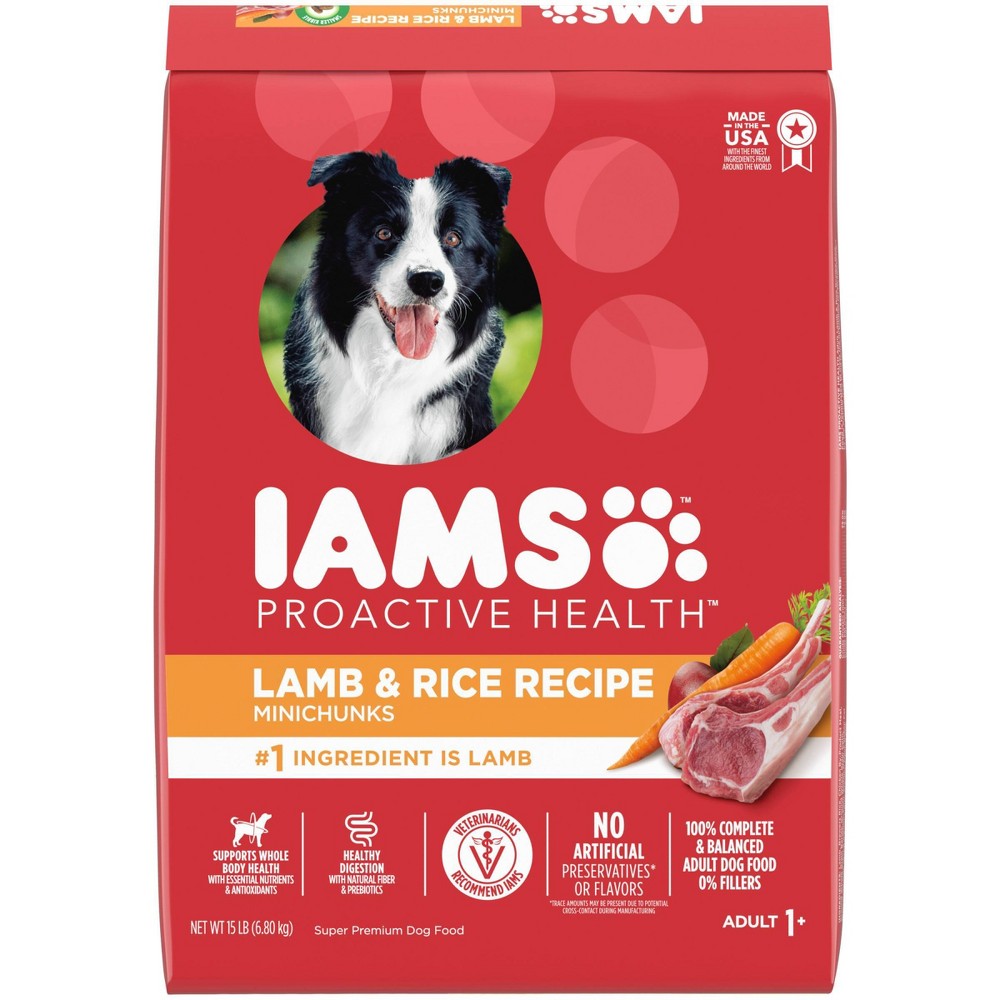Photos - Dog Food IAMS Proactive Health Lamb & Rice Recipe Adult Premium Dry  - 15lb 