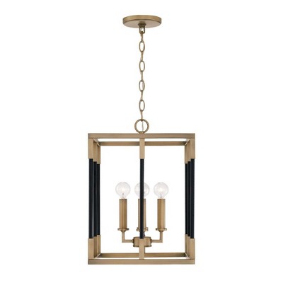 Capital Lighting Bleeker 4 - Light Chandelier in  Aged Brass, Black