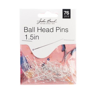 John Bead Must Have Findings Metal Silver 24ga 1.5" Ball Head Pins for Jewelry Making Findings, 76 Pieces - 1 of 4