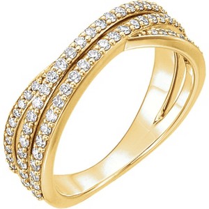 Pompeii3 3/4ct Diamond Multi Row Wide Right Hand Ring 10k White or Yellow Gold - 1 of 2