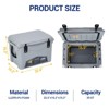 35 Quart Heavy Duty Portable Ice Cooler - Insulated Camping Cooler with Cup Holder, Fish Ruler & Bottle Openers for Beach, Boat & Picnics White - 4 of 4
