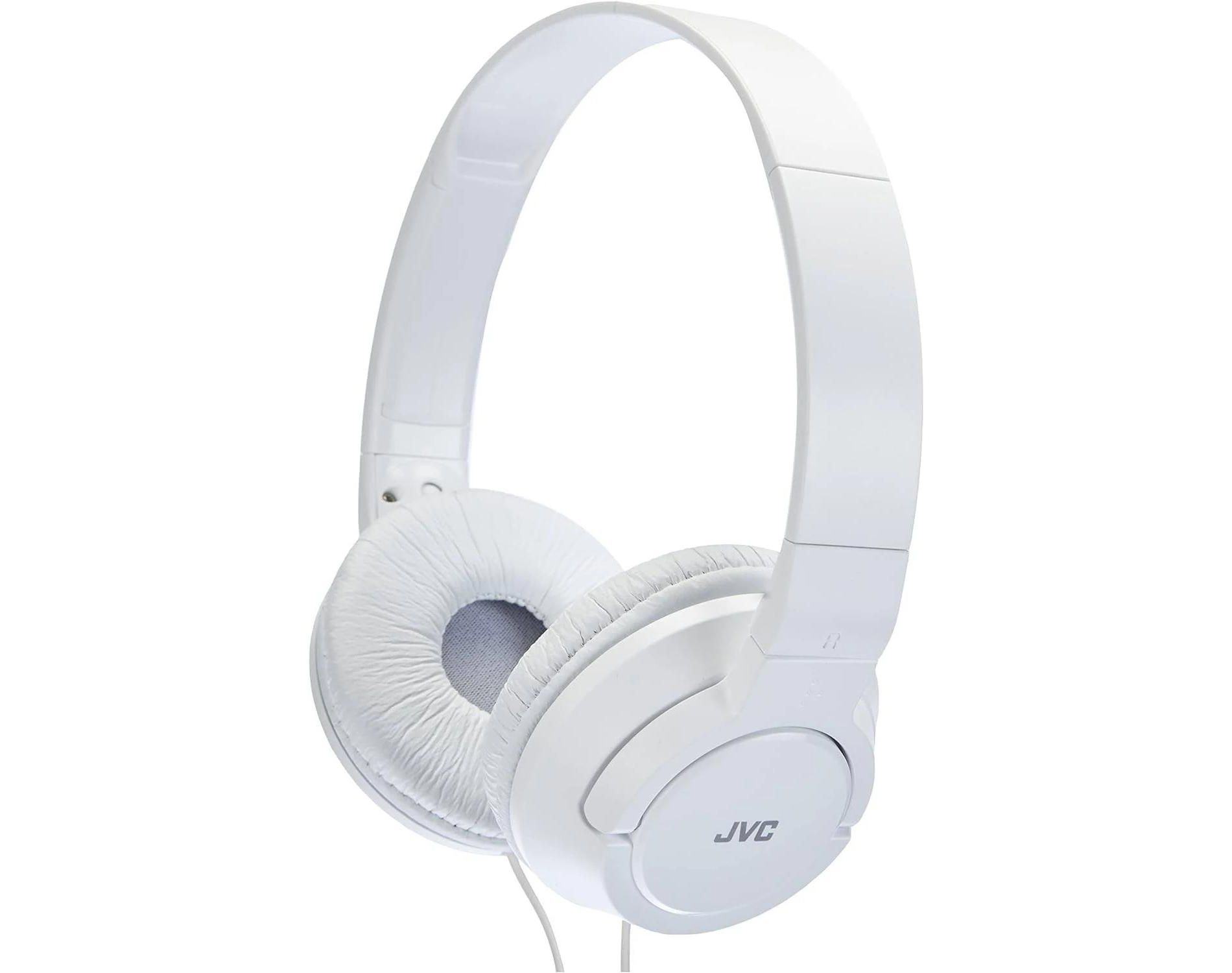 JVC HA-S180 Lightweight Foldable On-Ear Headphones with Deep Bass, Wired – Black / White