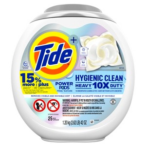 Tide Hygienic Clean Heavy Duty 10x Free Power PODS Laundry Detergent, 25 count, Unscented, For Visible and Invisible Dirt - 1 of 4