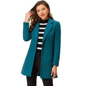 INSPIRE CHIC Women's Regular Fit Notched Lapel Long Sleeve Buttoned Classic Coat - 1 of 4
