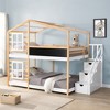 Racxily Bunk Bed House Bed With Roof Windows Blackboard And Storage Ladder Platform Bed, Bed Frame - 2 of 4