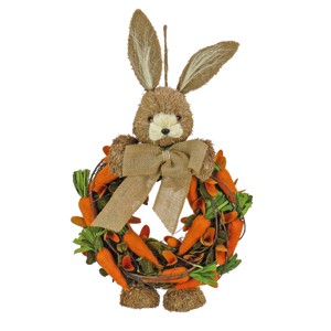 20" Burlap Bow Bunny Hanging Wreath - National Tree Company - 1 of 4