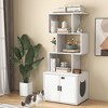 Tangkula 56" Tall 2-in-1 Hidden Cat Washroom Furniture w/3 Open Shelves Side Entry Doors - 4 of 4