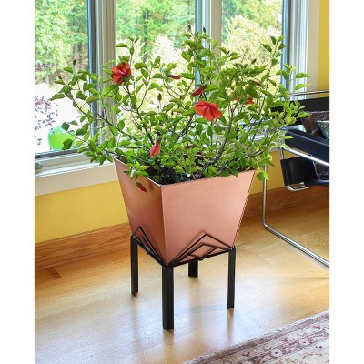 Copper Plated Geometric Metal Planter with Stand