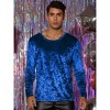 INSPIRE CHIC Men's Vintage Crew Neck Long Sleeves Velvet T-Shirts - 2 of 4