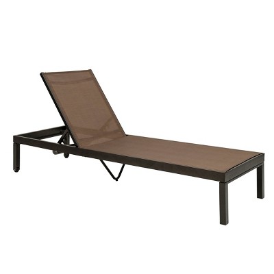 Outdoor Aluminum Adjustable Chaise Lounge Chair with Wheels - Brown - Crestlive Products