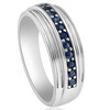 Pompeii3 5/8Ct Blue Sapphire Band Men's Wedding Ring in White, Yellow, or Rose Gold - 2 of 4