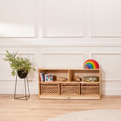 Birch Harmony 5-Compartment Mobile Storage Cabinet in Natural Finish