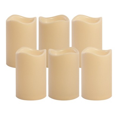 LumaBase Battery-Operated LED Pillar Candles - Set of 6
