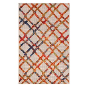 Modern Diamond Lattice Indoor Outdoor Runner or Area Rug by Blue Nile Mills - 1 of 4