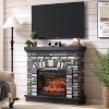 SinCiDo Farmhouse Fireplace TV Stand,w/ 42"Mantelpieces&23"Free Standing Electric Fireplace Heaters,w/ Remote Control&Adjustable 3D Flame - 2 of 4