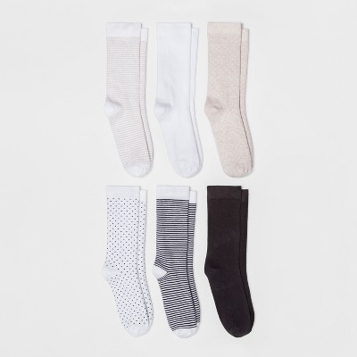 Women's Multipattern 6pk Crew Socks - A New Day™ White 4-10 : Target