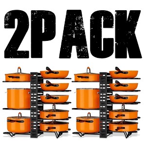 DOMETOUR Pots and Pans Organizers Pan Racks, Kitchen Storage Rack Adjustable Pot Lid Holders Cookware Organizers - 1 of 4