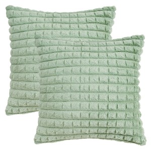 REGALWOVEN Solid Checked Soft Plush Throw Pillow Covers for Sofa Bed Living Room Home Decor 2 Pcs - 1 of 4