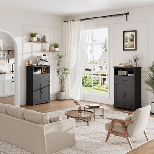 Farmhouse Storage Cabinet with Doors & Drawers, Freestanding for Bathroom, Kitchen, Bedroom, White - 1 of 4
