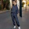 Dalix Butterfly Embroidery Washed Sweatsuit Set Hoodie Jogger Soft Fleece Relaxed Fit Lounge Womens in Denim Blue L Large - 3 of 4