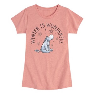 Girls' - Winnie the Pooh - Eeyore Winter is Wonderful Christmas Fitted Short Sleeve Graphic T-Shirt - 1 of 4