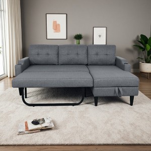 74.8" Convertible L-Shaped Sectional Sofa Bed with Storage Chaise - 1 of 4