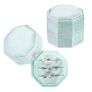 Unique Bargains Vintage Velvet Octagonal 3 Slots Jewelry Storage Boxes 2 Pcs - 1 of 4