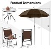 Costway Patiojoy 6 PCS Patio Dining Set Folding Chairs Glass Table Tilt Umbrella Garden Brown - image 4 of 4