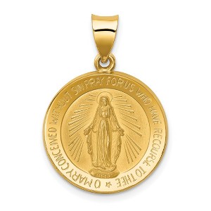 Black Bow Jewelry 14k Yellow Gold Hollow Round Miraculous Medal Pendant, 18mm (11/16 In) - 1 of 4