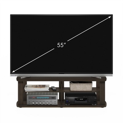 Dark Brown Composite Wood 3-Tier TV Stand with Cabinet
