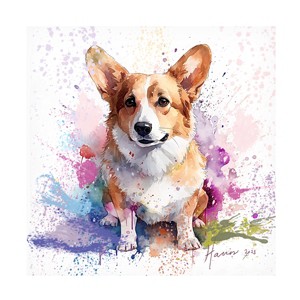 Canvas Wall Art - Frank Harris 'Corgi Master' Wall Art for Living Room, Bedroom, or Office Décor by Trademark Fine Art - 14 x 14 Inches - 1 of 4