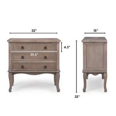 Elegant Farmhouse Light Gray 3-Drawer Storage Chest