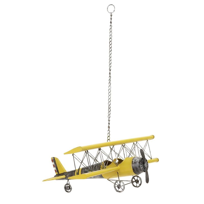 Metal Airplane Wall Decor with Chain Hanger Yellow - Olivia &#38; May, 2 of 12