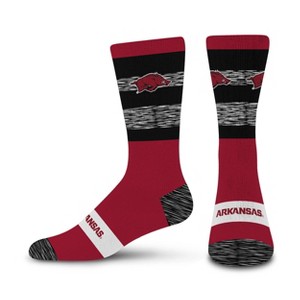 NCAA Arkansas Razorbacks Mixer Crew Socks: Cushioned Heel & Toe, Knit, Adult Large - 1 of 3