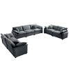 3-Piece Corduroy Fabric Modern Sofa Set with Two 2-Seaters and One 3-Seater, Large Deep Seat, Sofat Cushion and Pillows - 4 of 4