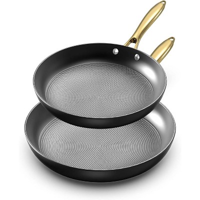 imarku Professional Cooking Pans , Nonstick Cast Iron Skillets 2pcs, 8 Inch, 12 Inch Frying Eggs Pans, Cast Iron Pan, Dishwasher Safe