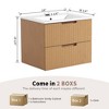 NicBex Floating Bathroom Vanity with Ceramic Sink,Modern Bathroom Sink Vanity with 2 Drawers,24/30 inch Bathroom Sink Cabinet for Bathroom,Brown/Gray - 3 of 4