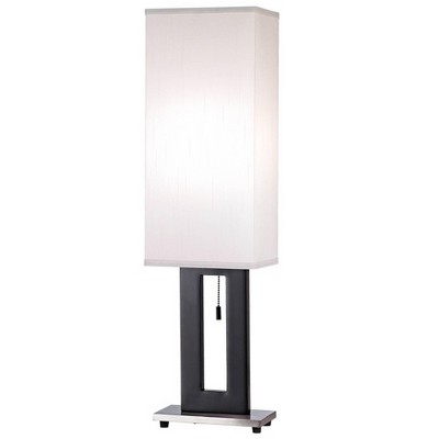 360 Lighting Modern Table Lamp Black Open Rectangle Base Off White Shade for Living Room Family Bedroom Bedside Nightstand Office