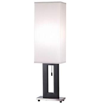 360 Lighting Floating Rectangle Modern Table Lamp 30" Tall Black Metal Open Frame White Fabric Box Shade for Bedroom Living Room Bedside Nightstand