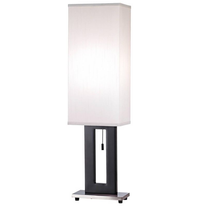 360 Lighting Floating Rectangle Modern Table Lamp 30" Tall Black Metal Open Frame White Fabric Box Shade for Bedroom Living Room Bedside Nightstand, 1 of 8